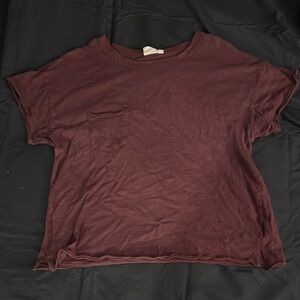 Casual Burgundy T-Shirt with Pocket